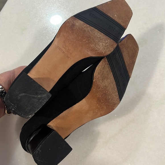 STUART WEITZMAN BLACK NYLON AND LEATHER LOW HEEL - Picture 9 of 13